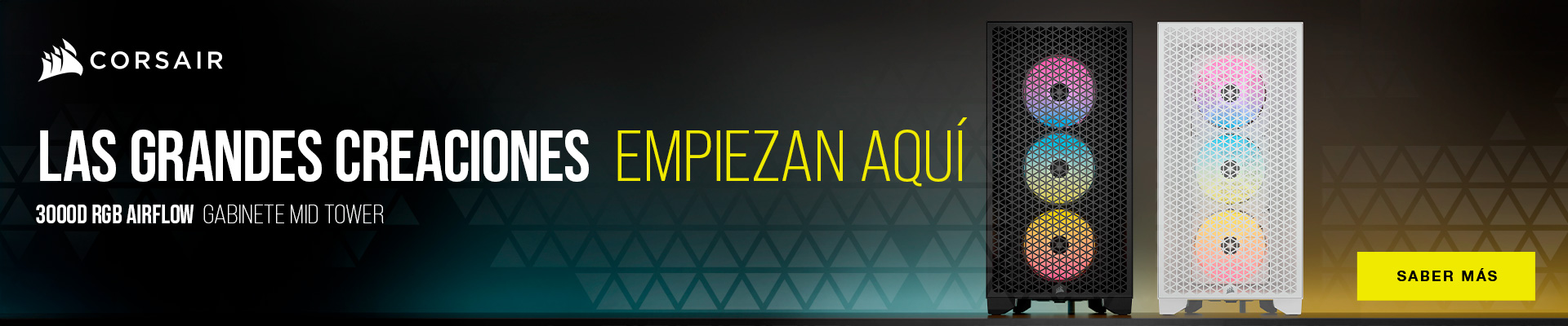 banner con gabinetes de la marca corsair